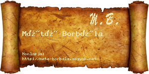 Máté Borbála névjegykártya